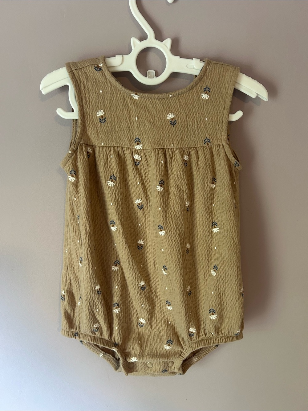 Carter's Tan Floral Textured Baby One-Piece